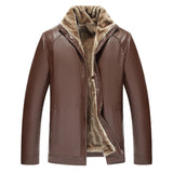 Mens Coats PU Leather Jackets Fleece Thick Zipper Slim Fit Outwear Male Coats Fashion Warm Winter Mens Outfit Jaqueta Masculina